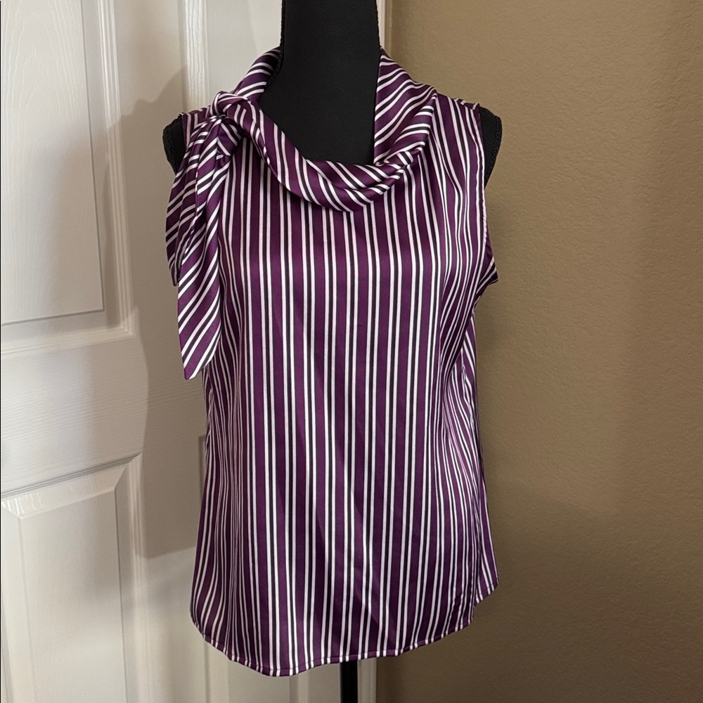 Banana Republic Purple and White Striped Top